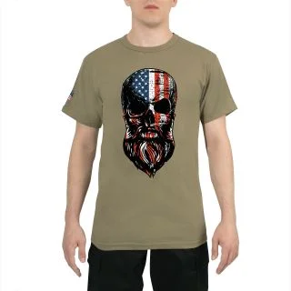 Rothco US Flag Bearded Skull T-Shirt 1