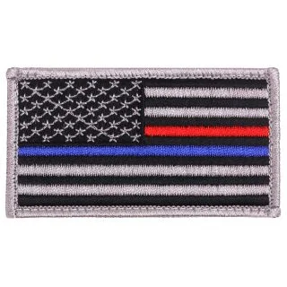 Rothco Thin Blue Line / Thin Red Line US Flag Patch - Hook Back