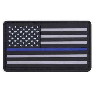 Rothco PVC Thin Blue Line Flag Patch - Hook Back