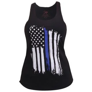 Women Thin Blue Line Flag Racerback Tank Top