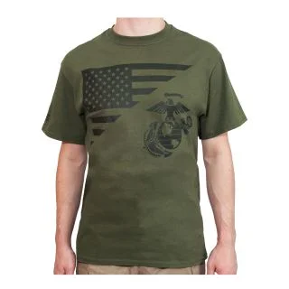 Rothco US Flag / USMC Eagle, Globe, & Anchor T Shirt 1