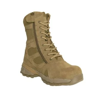 Rothco Forced Entry Composite Toe AR 670-1 Coyote Brown Side Zip Tactical Boot - 8 Inch