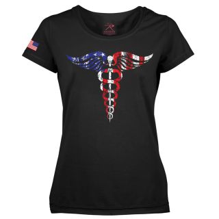 Rothco Women's Medical Symbol (Caduceus) Long Length T-Shirt - Black