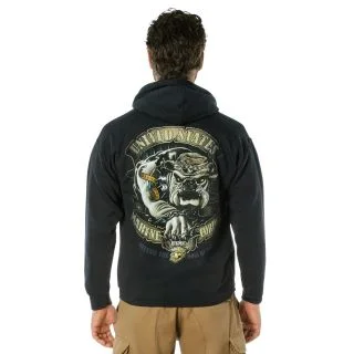 Black Ink U.S.M.C. Bulldog Hooded Pullover Sweatshirt 1