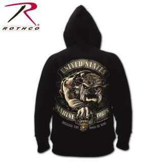 Black Ink U.S.M.C. Bulldog Hooded Pullover Sweatshirt 1